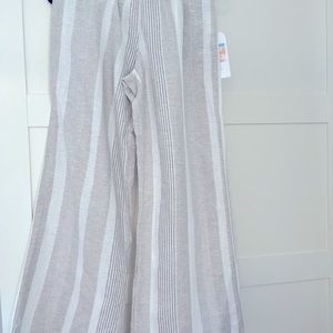 NWT Linen pants, white and tan, wide leg, cali 1850, size large